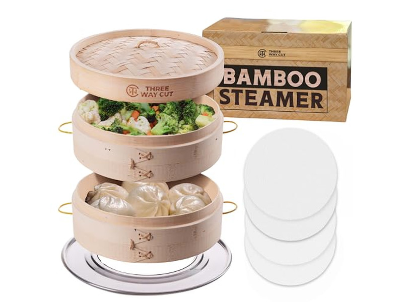 折り畳み式10インチ竹製蒸籠