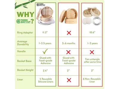 折り畳み式10インチ竹製蒸籠